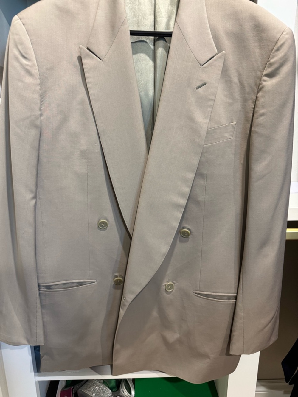 Giorgio Armani Double-Breasted Light Taupe Blazer